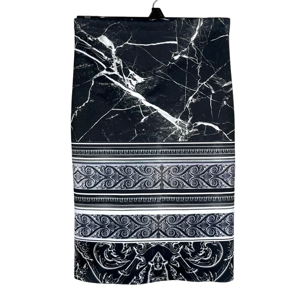 Clover Canyon Marble Print Bodycon Pencil Skirt XS